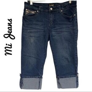 Mi‎ Jeans Denim Capri Embellished Pockets Cuffed Hem Jeans Women's Size 11